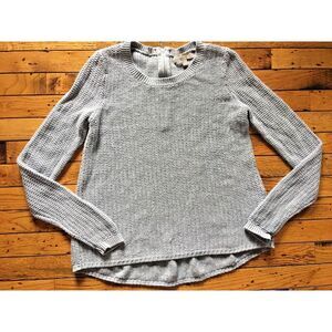 Banana Republic Size S Hi-Lo Sweater Light Blue Zip Back Chunky Cute